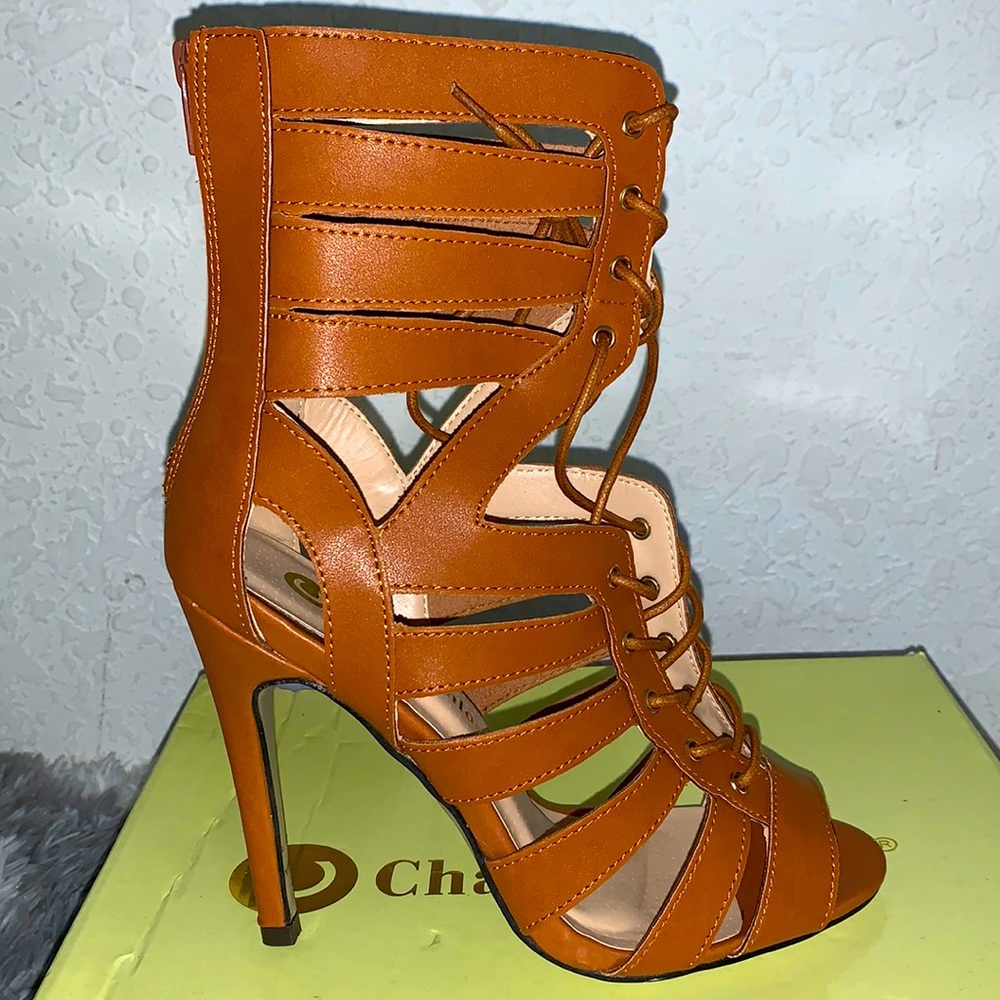 Lace up Gladiator Heels Brown Size 6 1/2